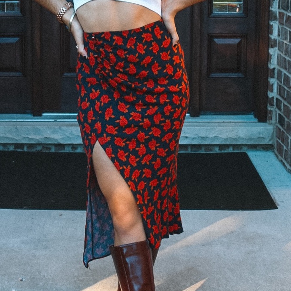 Urban Outfitters Rose Midi Skirt
